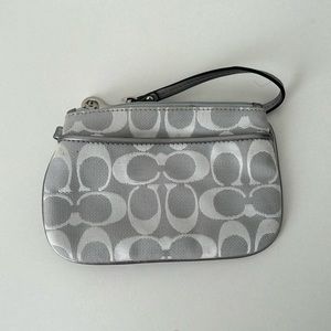Silver Coach Wristlet
